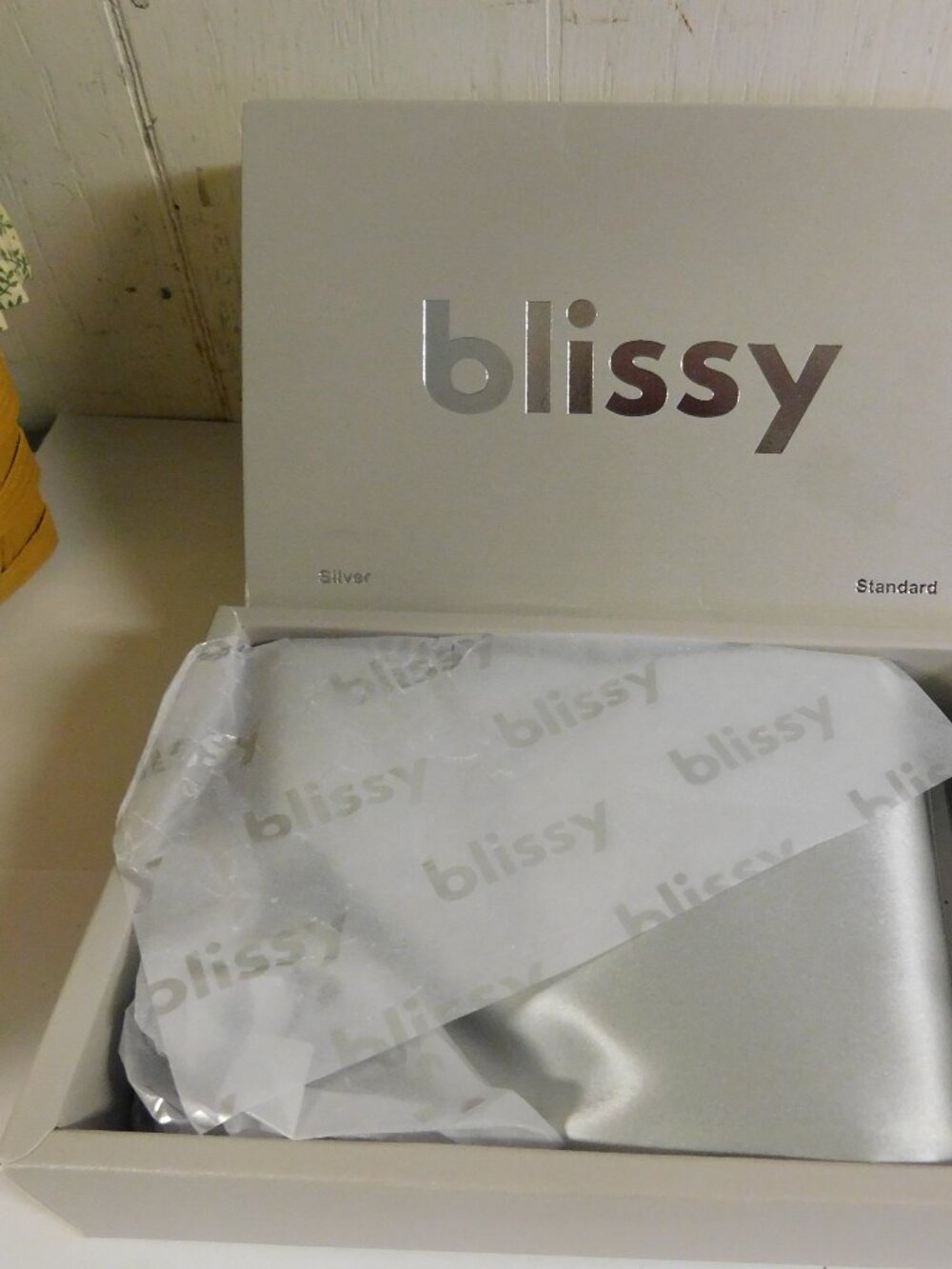 Blissy 100% Pure Mulberry Silk Standard Pillowcase NEW in Box Silver